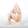 Marble Figural Sculpture on Base, Pink Woman