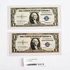 2pc 1935F One Dollar Silver Certificate Paper Money