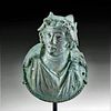 Roman Leaded Bronze Protome of Bacchus