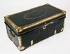 Chinese Export Leather and Brass Bound Camphorwood Trunk, 19th Century