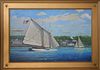 William Lowe Oil on Linen "Schooner off Nantucket Yacht Club"