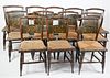 Set of 12 American Stenciled and Grain Painted Dining Chairs, 19th Century