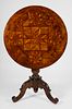 Profusely Inlaid Round Tilt Top Tea Table , 19th Century