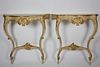 Pair of Contemporary French Louis XV Style Paint Decorated Console Tables