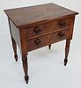 New England Sheraton Tiger Maple Two Drawer Work Stand, 19th Century