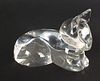 Signed Steuben Clear Crystal Figural Lounging Cat Sculpture Art Statue