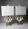 Pair of Contemporary Faux White Coral Lamps