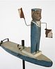 Folk Art Whirligig - Sailor Standing on the Bow of a Ship