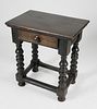 Antique One Drawer Side Table With Bold Turned Legs