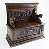 Jacobean Style Carved Hall Bench, late 19th Century