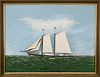 Framed Dimensional Plaque of a Two Masted Sloop