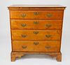American Chippendale Cherry Four Drawer Chest, circa 1800