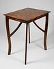 Antique Folk Art Parquetry Inlaid Checkerboard Top Side Table