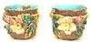 LOT OF TWO 19th CENTURY MAJOLICA CACHEPOTS