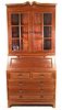 ROSEWOOD SLANT FRONT SECRETARY WITH HUTCH