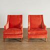 Pair French Deco style lounge chairs