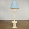 Vintage white lacquered turned wood floor lamp