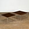 Florence Knoll, (2) rosewood, chrome side tables