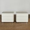 Pair Karl Springer white lacquered night stands