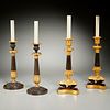 (2) pairs Empire style bronze candlestick lamps