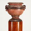 Large Antique terracotta urn on mahogany column