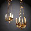 (2) French gilt bronze hall chandeliers