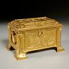 Art Nouveau gilt bronze jewelry casket