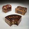 (3) Chinese Export lacquer tea caddies