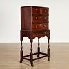 Antique William & Mary style oak cabinet on stand