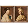 Guido Reni (after), (2) oil on canvas portraits