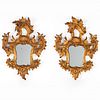 Nice pair Italian Rococo giltwood mirrors, signed