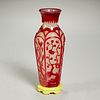 Chinese ruby red overlay Peking glass vase