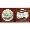 Pair Chinese framed marble dreamstone plaques