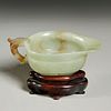 Chinese celadon jade libation pouring vessel