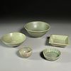 Group (5) antique Asian celadon bowls
