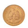 Moneda de 50 pesos en oro amarillo de 21k. Peso: 41.7 g.