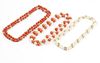 A collection of coral and cultured pearl jewelry