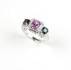 A pink and blue sapphire ring