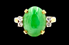 Oval Jade and Diamond Ring