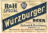 1936 R&H Wurzburger Beer 12oz  NY83-03V Stapleton, New York