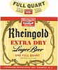1950 Rheingold Extra Dry Lager Beer 32oz  One Quart Orange, New Jersey