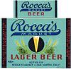 1938 Rocca's Lager Beer 11oz  WS36-15 San Francisco, California