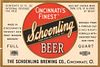 1947 Schoenling Beer 32oz  One Quart  OH33-18 Cincinnati, Ohio
