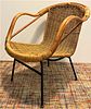 Mid Century Wicker Rattan Arm Chair 