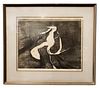 Mid Century Abstract Etching signed OTTO EGLAV
