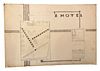 Mid Century Architectural Drawing of a Motel 