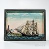 Painted Shadowbox Diorama of a Ship off Shore