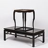 Black Lacquer-decorated and Gilt Low Table and a Smaller Black Lacquer Side Table