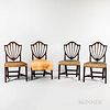 Set of Four Federal Mahogany Inlaid Shield-back Side Chairs