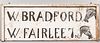 Painted "W. BRADFORD 1M/W. FAIRLEE 7M's" Road Sign